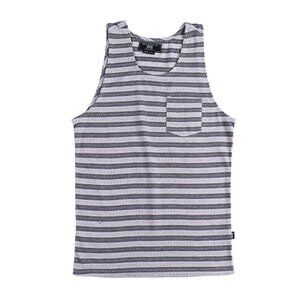 Men's Striped Tank Top with Stylish Chest Pocket Modern and Casual Look Size L